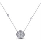 Radiant Sparkle: 10kt White Gold Circle Cluster Diamond Pendant Necklace - Splendid Jewellery