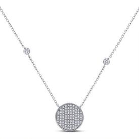 Radiant Sparkle: 10kt White Gold Circle Cluster Diamond Pendant Necklace - Splendid Jewellery