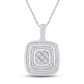 Radiant Sparkle: 10kt White Gold Diamond Cluster Pendant - Splendid Jewellery