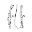 Radiant Sparkle 10kt White Gold Diamond Curved Climber Earrings - Splendid Jewellery