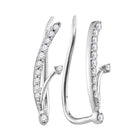 Radiant Sparkle 10kt White Gold Diamond Curved Climber Earrings - Splendid Jewellery