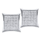 Radiant Sparkle: 10kt White Gold Womens Round Diamond Kite Cluster Earrings 7/8 Cttw - Splendid Jewellery