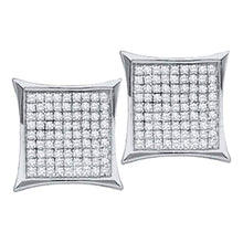 Load image into Gallery viewer, Radiant Sparkle: 10kt White Gold Womens Round Diamond Kite Cluster Earrings 7/8 Cttw - Splendid Jewellery
