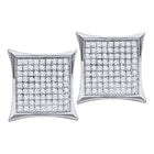 Radiant Sparkle: 10kt White Gold Womens Round Diamond Kite Cluster Earrings 7/8 Cttw - Splendid Jewellery