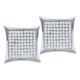 Radiant Sparkle: 10kt White Gold Womens Round Diamond Kite Cluster Earrings 7/8 Cttw - Splendid Jewellery