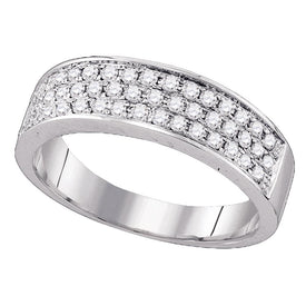 Radiant Sparkle | 10kt White Gold Womens Round Diamond Pave Band Ring 1/2 Cttw - Splendid Jewellery