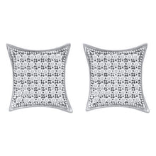 Load image into Gallery viewer, Radiant Sparkle: 10kt White Gold Womens Round Diamond Square Kite Cluster Earrings - Splendid Jewellery
