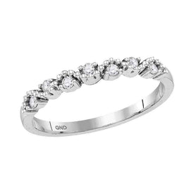 Radiant Sparkle: 10kt White Gold Womens Round Diamond Stackable Band Ring 1/8 Cttw - Splendid Jewellery