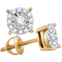Load image into Gallery viewer, Radiant Sparkle 10kt Yellow Gold Diamond Cluster Stud Earrings - Splendid Jewellery