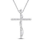 Radiant Spirit Diamond Cross Pendant | 14kt White Gold Womens Round Diamond Cross Pendant 1/2 Cttw - Splendid Jewellery