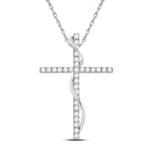 Load image into Gallery viewer, Radiant Spirit Diamond Cross Pendant | 14kt White Gold Womens Round Diamond Cross Pendant 1/2 Cttw - Splendid Jewellery