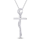 Radiant Spirit Diamond Cross Pendant | 14kt White Gold Womens Round Diamond Cross Pendant 1/2 Cttw - Splendid Jewellery