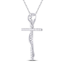 Load image into Gallery viewer, Radiant Spirit Diamond Cross Pendant | 14kt White Gold Womens Round Diamond Cross Pendant 1/2 Cttw - Splendid Jewellery