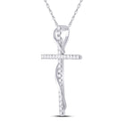Radiant Spirit Diamond Cross Pendant | 14kt White Gold Womens Round Diamond Cross Pendant 1/2 Cttw - Splendid Jewellery