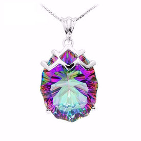 Rainbow Fire Mystic Topaz Gem Stone Sterling Silver Pendant Splendid Jewellery