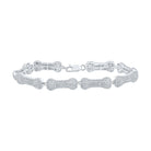 Ravishing 10kt White Gold Womens Round Diamond Dog Bone Fashion Bracelet - 5 - 1/4 Cttw - Splendid Jewellery