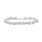 Ravishing 10kt White Gold Womens Round Diamond Dog Bone Fashion Bracelet - 5 - 1/4 Cttw - Splendid Jewellery