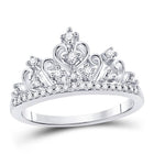 Regal Elegance: 14kt White Gold Women's Diamond Crown Tiara Band Ring - Splendid Jewellery