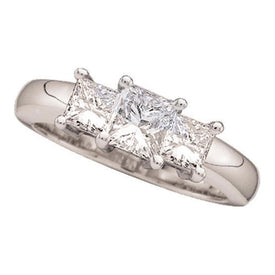 Regal Love: 14kt White Gold Princess Diamond 3 - stone Bridal Wedding Engagement Ring 1/2 Cttw - Splendid Jewellery