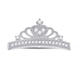 Regal Radiance: 10kt White Gold Diamond Crown Pendant - Splendid Jewellery