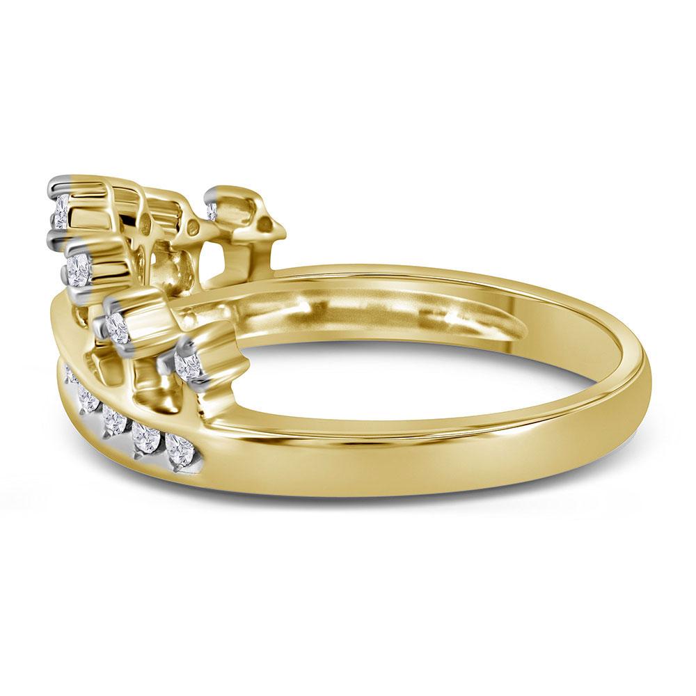 Regal Radiance | 10kt Yellow Gold Womens Round Diamond Crown Tiara Band Ring 1/5 Cttw - Splendid Jewellery