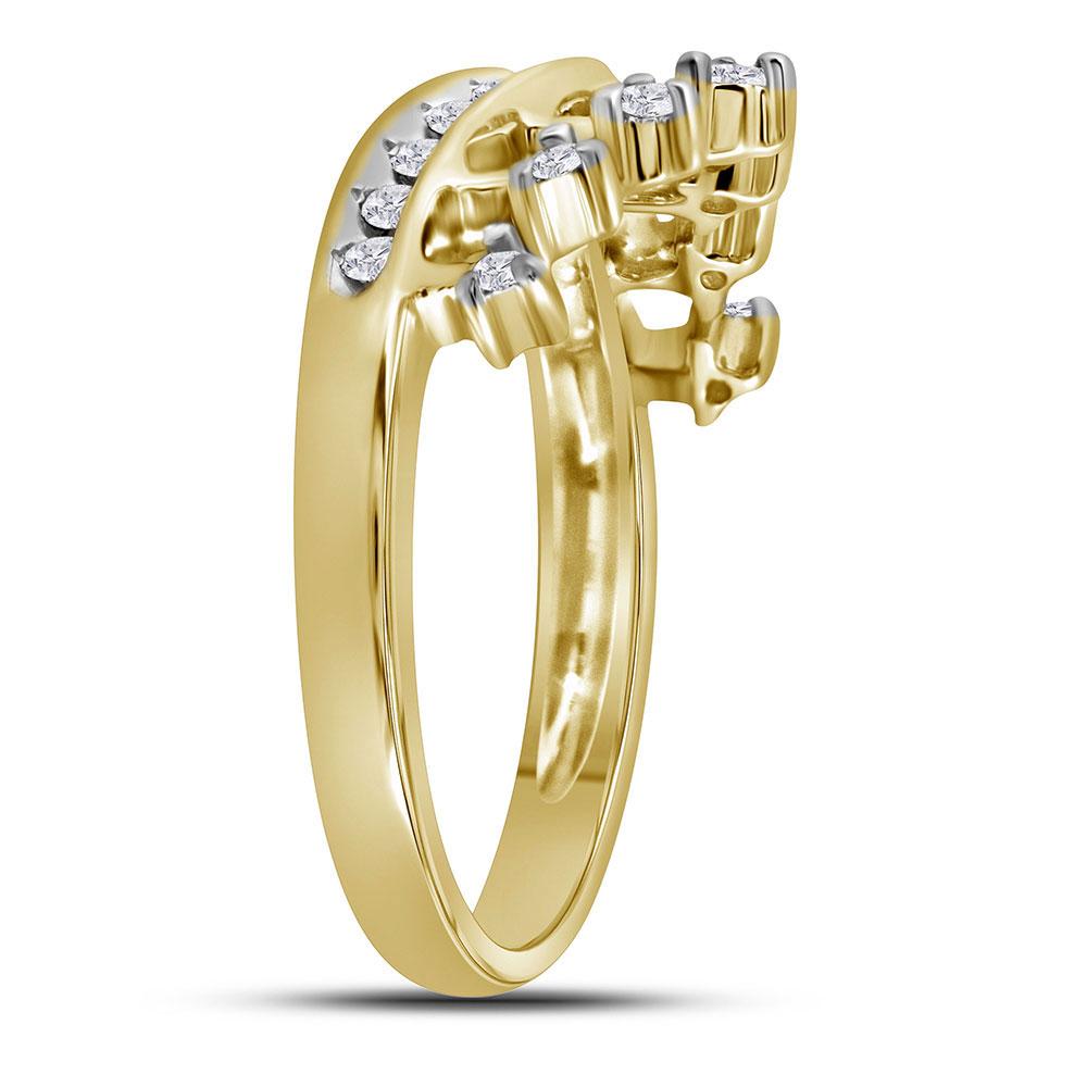 Regal Radiance | 10kt Yellow Gold Womens Round Diamond Crown Tiara Band Ring 1/5 Cttw - Splendid Jewellery