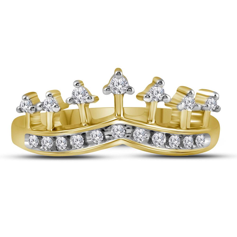 Regal Radiance | 10kt Yellow Gold Womens Round Diamond Crown Tiara Band Ring 1/5 Cttw - Splendid Jewellery