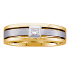 Regal Radiance 14kt Two - tone Gold Men's Princess Diamond Wedding Band - Splendid Jewellery