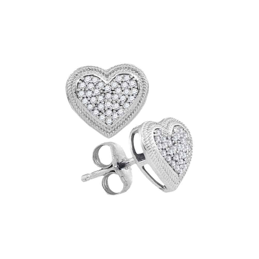 Romantic Brilliance: 10kt White Gold Diamond Heart Cluster Earrings - Splendid Jewellery