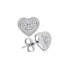 Romantic Brilliance: 10kt White Gold Diamond Heart Cluster Earrings - Splendid Jewellery