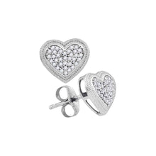Load image into Gallery viewer, Romantic Brilliance: 10kt White Gold Diamond Heart Cluster Earrings - Splendid Jewellery