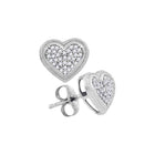 Romantic Brilliance: 10kt White Gold Diamond Heart Cluster Earrings - Splendid Jewellery