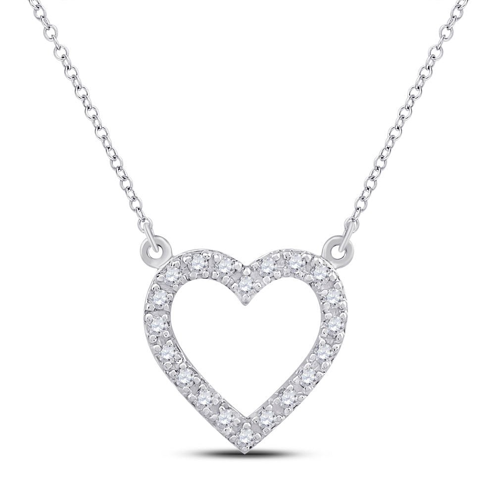 Romantic Brilliance: 10kt White Gold Heart Necklace with Dazzling Diamond Sparkle - Splendid Jewellery