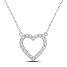 Romantic Brilliance: 10kt White Gold Heart Necklace with Dazzling Diamond Sparkle - Splendid Jewellery