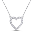 Romantic Brilliance: 10kt White Gold Heart Necklace with Dazzling Diamond Sparkle - Splendid Jewellery