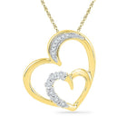 Romantic Brilliance: 10kt Yellow Gold Diamond Heart & Love Symbol Pendant - Splendid Jewellery