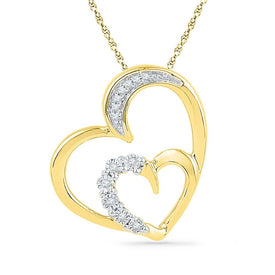 Romantic Brilliance: 10kt Yellow Gold Diamond Heart & Love Symbol Pendant - Splendid Jewellery