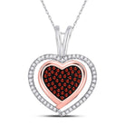 Romantic Fire: 10kt White Gold Heart Pendant with Red Diamond - Splendid Jewellery