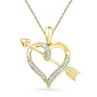 Romantic Gold and Diamond Heart Arrow Pendant - Splendid Jewellery