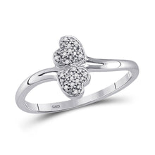 Load image into Gallery viewer, Romantic Gold Heart Diamond Ring - 10kt Yellow Gold Womens Double Heart Ring 1/20 Cttw - Splendid Jewellery