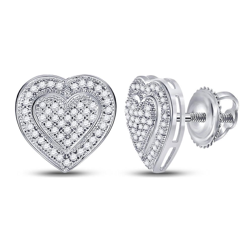 Romantic Heart Cluster Diamond Earrings in 10kt White Gold - Splendid Jewellery