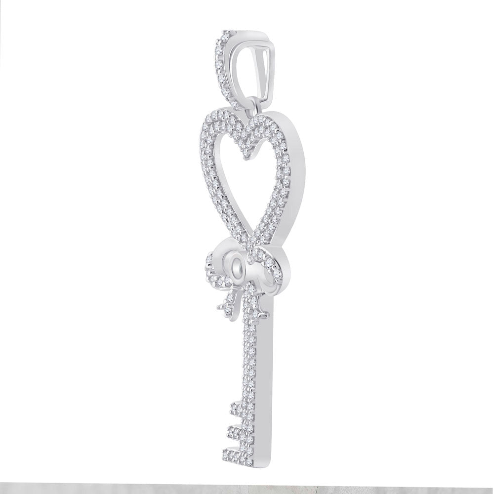 Romantic Heart Key Diamond Pendant - Captivating Love and Brilliance - Splendid Jewellery