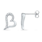 Romantic Heart - Shaped Diamond Earrings in 10kt White Gold - Splendid Jewellery
