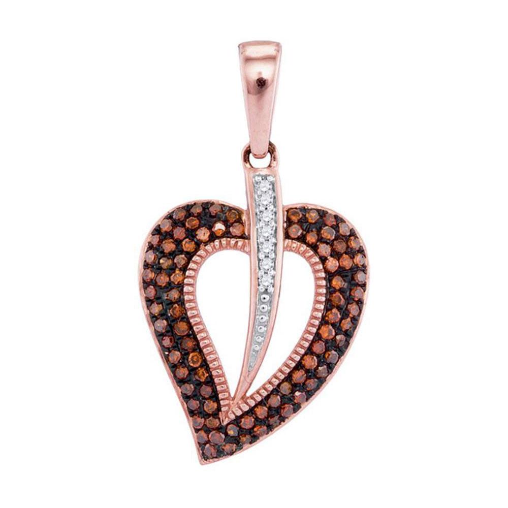 Romantic Passion: 10kt Rose Gold Heart Pendant with Red Enhanced Diamond - Splendid Jewellery