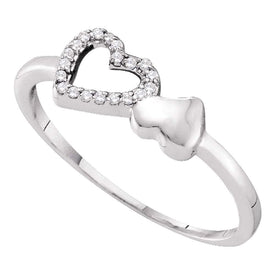 Romantic Radiance: 10kt White Gold Diamond Heart Ring - Splendid Jewellery