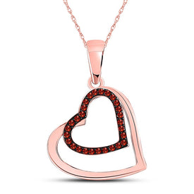 Romantic Rose Gold Heart Pendant with Red Diamond - Symbol of Love - Splendid Jewellery