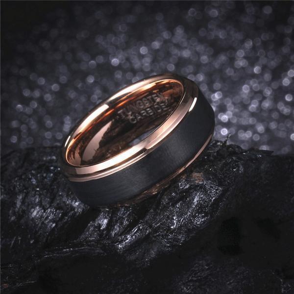 Rose Gold & Black Tungsten Wedding Band - Splendid Jewellery