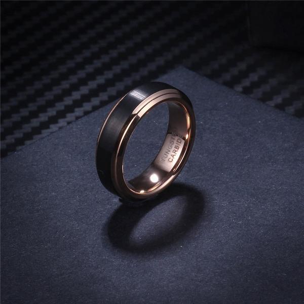 Rose Gold & Black Tungsten Wedding Band - Splendid Jewellery