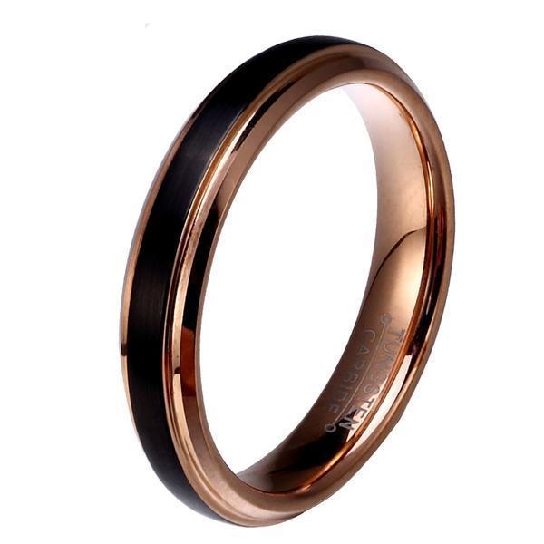 Rose Gold & Black Tungsten Wedding Band - Splendid Jewellery
