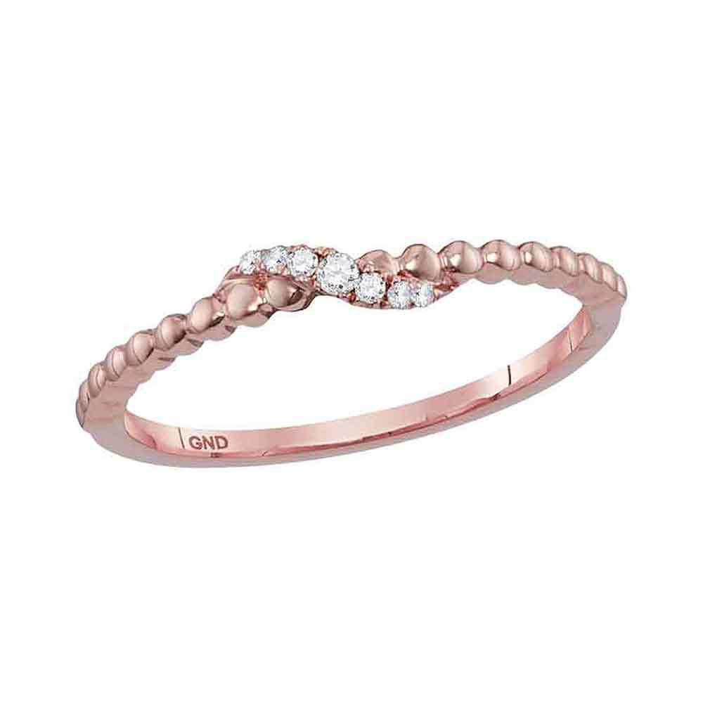 Rose Gold Diamond Crossover Stackable Band Ring - Splendid Jewellery